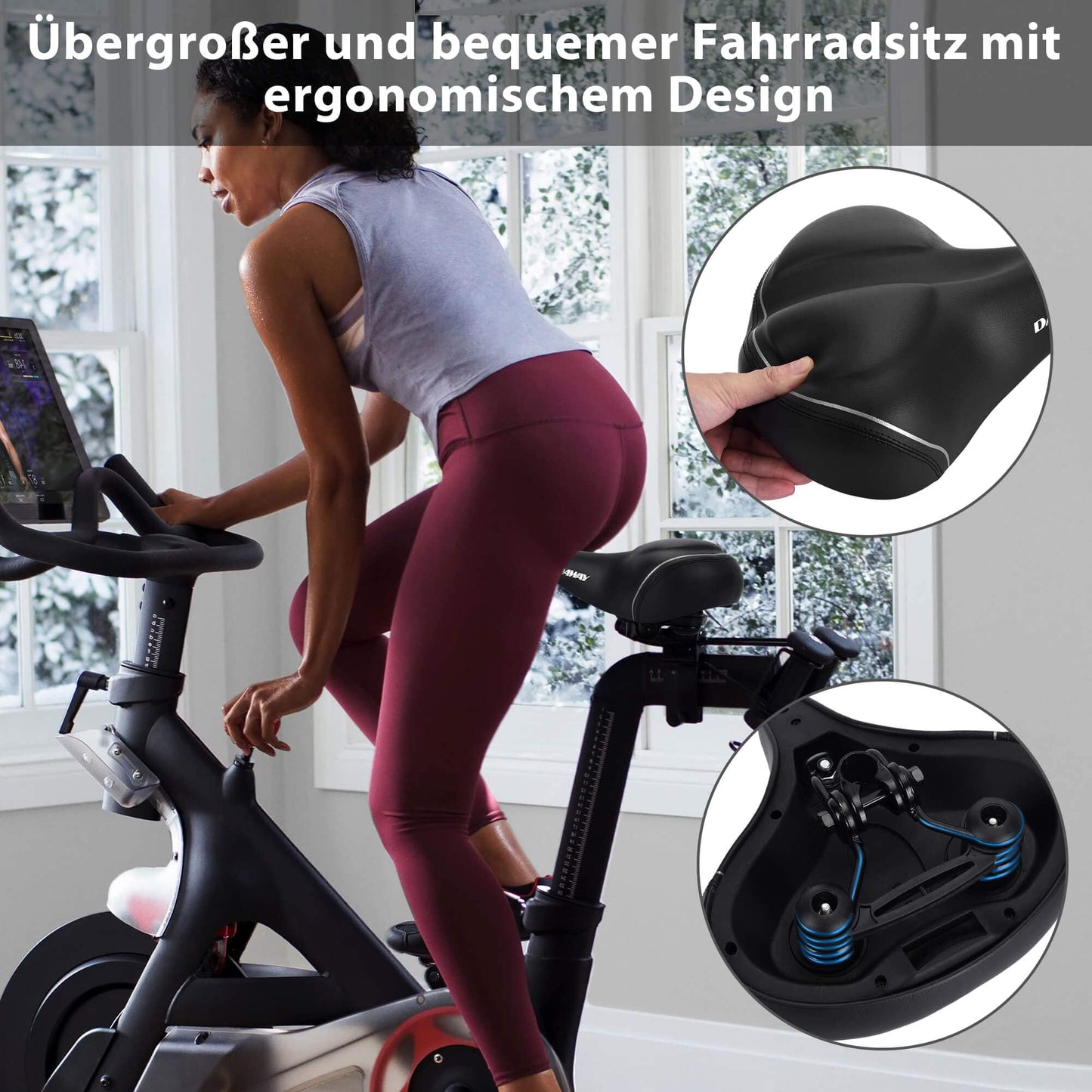 DAWAY C40i Oversized Comfortable Bike Seat City - Extra Soft Foam Padded Bicycle Saddle for Women Men Seniors, Universal Replacement Bike Seat for Exercise Bike, MTB, Ebike, City Bike, Road Bike