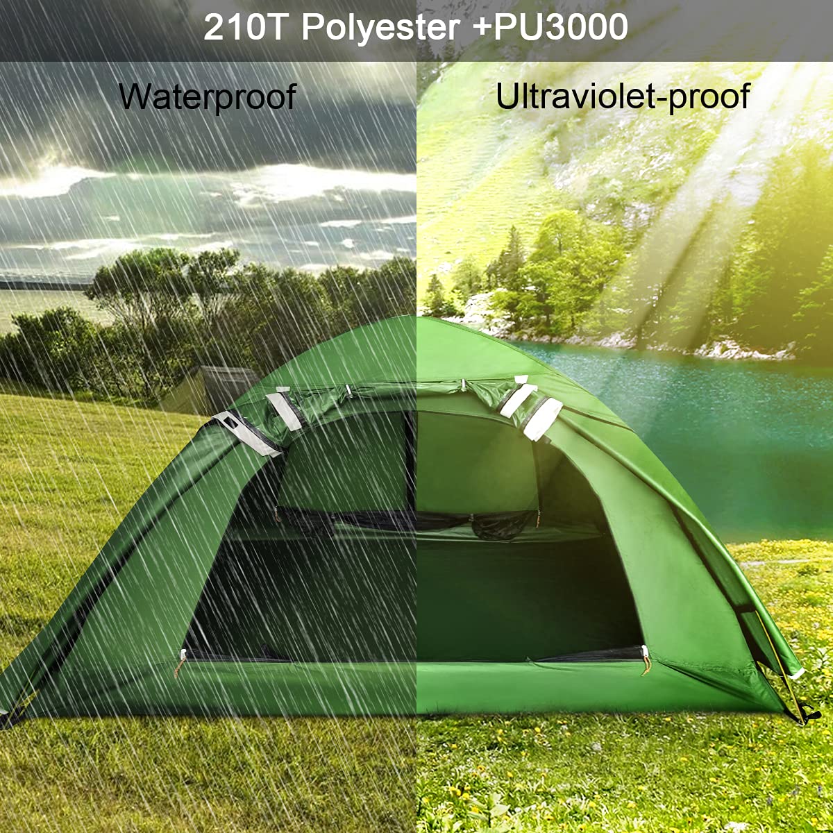 RYACO Tent 2-3 Person Camping Tent, 2 Doors Waterproof & Windproof 3-4 Season Ultralight Tents for Adult Camping, Backpacking, and Outdoor Hiking Gear