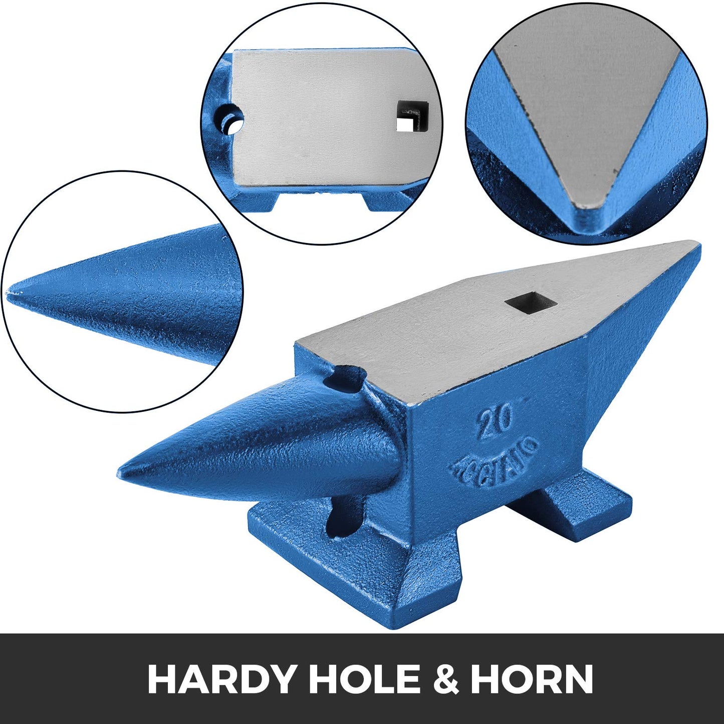 VEVOR Forge Anvil 20KG Forge Accessories Anvil Tools forged steel with round and square hole sturdy