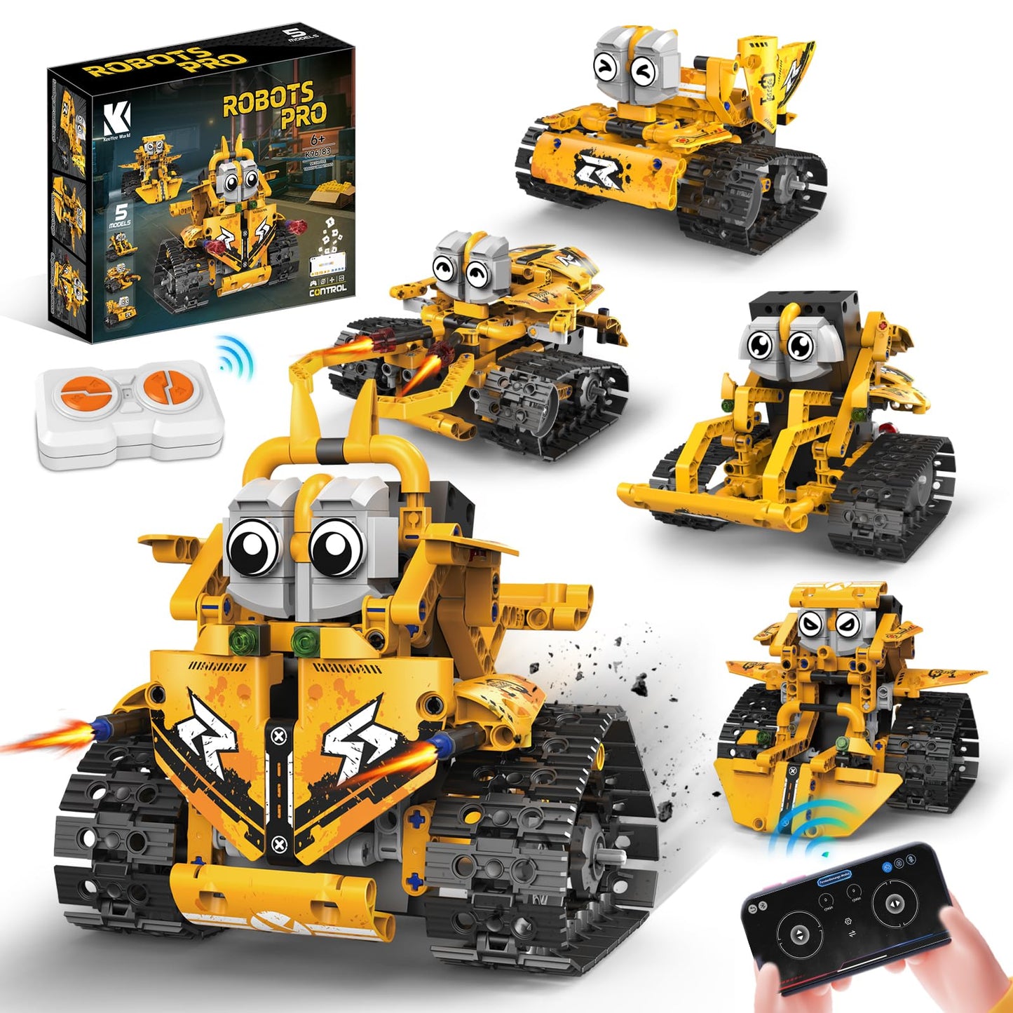 Vankarr Technology Robot Kids for Boys, 5 in 1 Technology Remote Control Building Toy Programmable, Robot Toy Gift for Kids 12+ Years Boys Girls, 269+Pcs