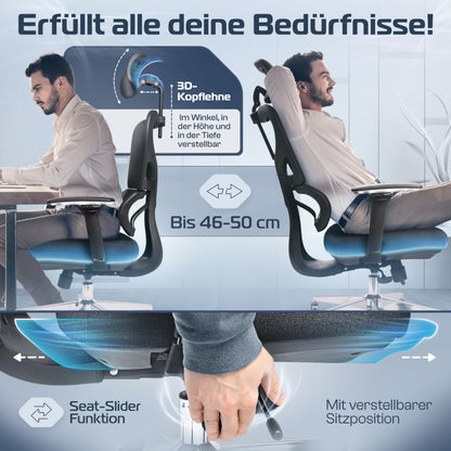 CLOUVOU ProSeat Office Chair Ergonomic [TOP PICK] Desk Chair 100% customizable | Office Chair & Gaming Chair | Computer Chair Home Office Chair Ergonomic | Swivel Chair 150 kg