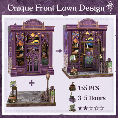 CUTEBEE Book Nook Kit - DIY dollhouse houses, build miniature house for adults, 3D wood puzzle & bookend | creative set for bookshelf decor | gift (The Astrology Bookshop)