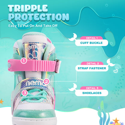NEMONE Inline Skates for Girls Kids 4 Sizes Adjustable Green Pink inline skates for kids Indoor Outdoor Girls Kids