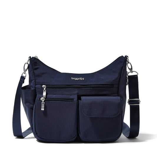 Baggallini women's crossbody bag, 27.9 X 22.9 X 11.4 cm, RFID hobo bag Modern Everywhere Bag, French Navy