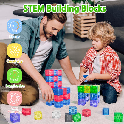 Apluses Clear Style - Magnetic Building Blocks, Magnet Tile Toy, suitable for children aged 3 and up, creative outdoor learning toy (32 pieces)