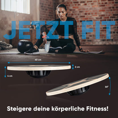 High-quality wooden balance board for versatile coordination training | Includes exercise book from the Champ | Proprioceptive stability for rehabilitation & fitness | Non-slip & safe (+underlay mat)