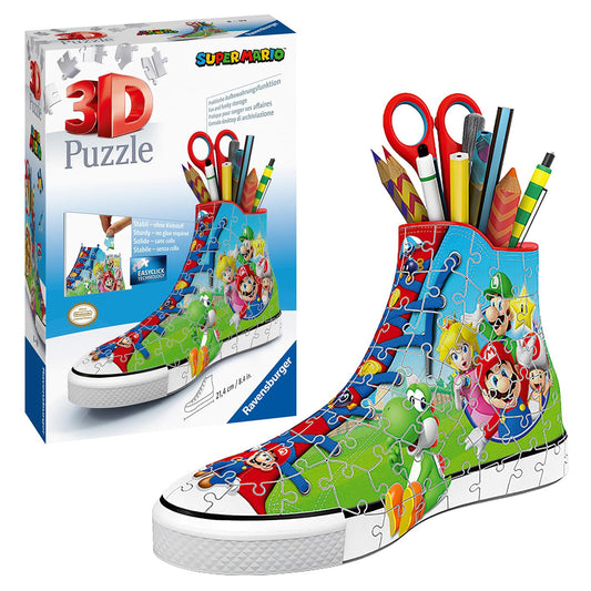 Ravensburger 3D Puzzle 11267 - Sneaker Super Mario - practical pen holder - desk organizer for big and little fans of the Italian plumber - for ages 8 and up
