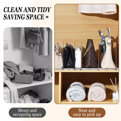 ROLLWAY 5pcs Bags Storage Adjustable Handbag Organizer Bags Closet Handbags Storage Bags Shelf Acrylic Divider Shelf Closet Bag Storage Bag Stand