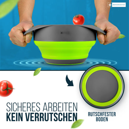 Bergmeister® Foldable Bowl Set 3in1 with Colander 1.7L / 2.8L Multifunctional Dishwasher Safe Space-saving for every home and outdoor camping kitchen