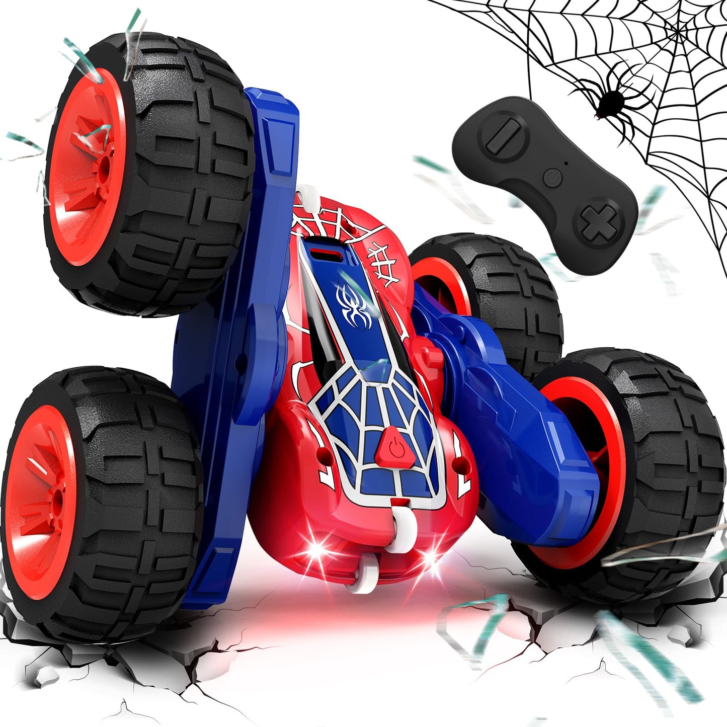Tecnock 2025 Remote Control Car with 2.4 GHz Remote Control 360° Flip Stunts Rc Car Monster Truck with Colorful Lights for Ages 6-12 Outdoor Toy Gift for Young Children