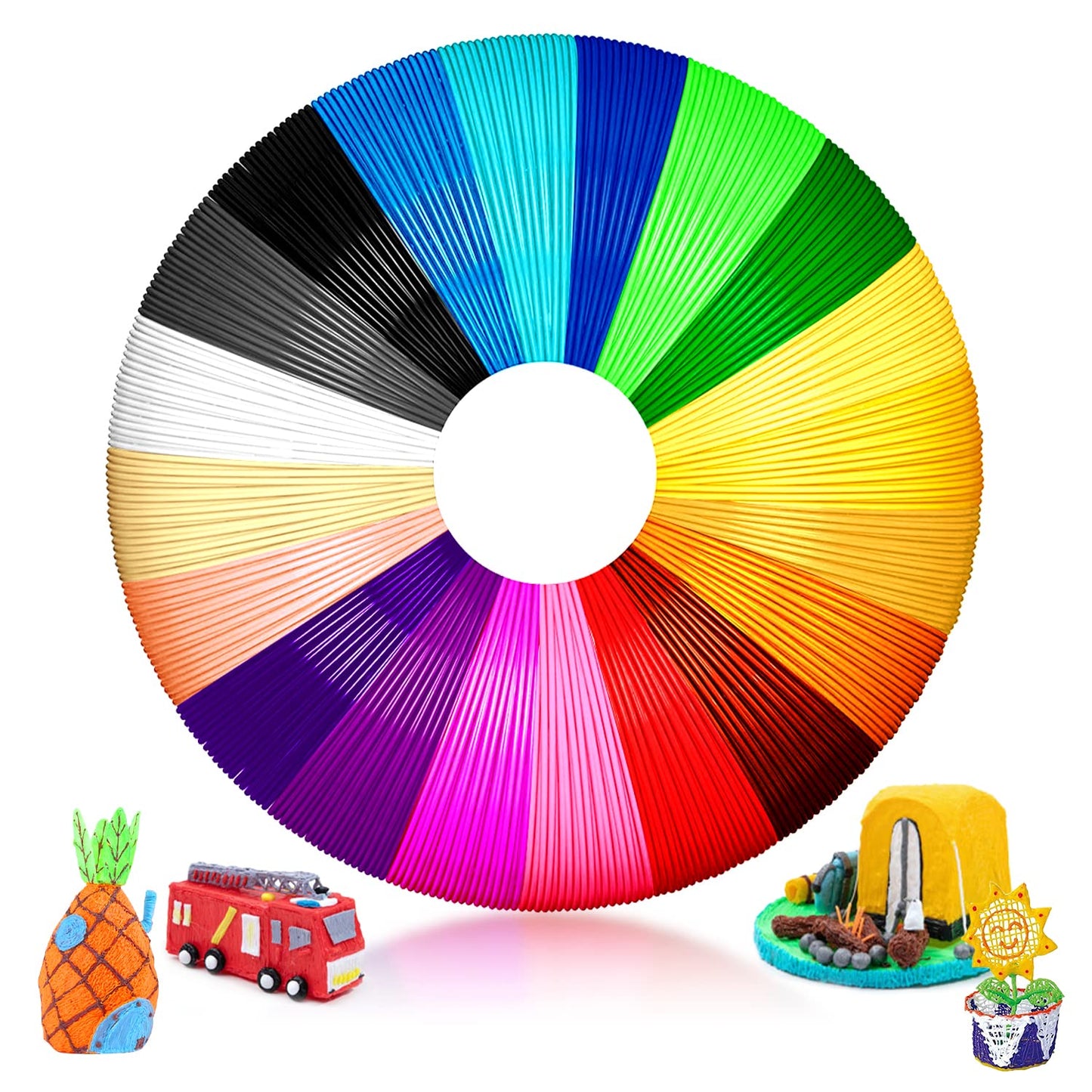 ANCHARA 3D pen filament PCL, 20 colors, 10m each - 3D pen PCL filament 1.75mm, 3D pen color set for low temperatures, 3D kids pen and 3D printing pen accessories.