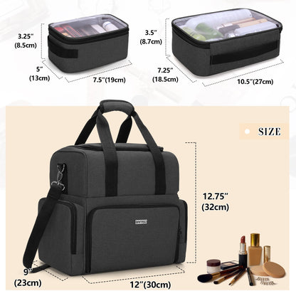 BAFASO Cosmetic Organizer Bag, Makeup Bag for Women, Toiletry Bag with Large Capacity, Travel Cosmetic Bag, Black.