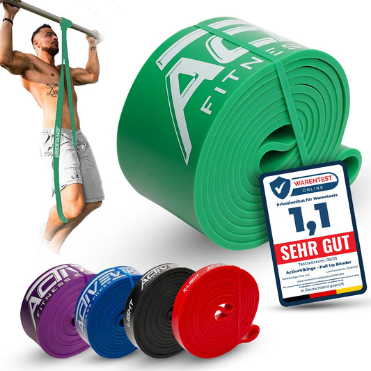 ActiveVikings® Pull-Up resistance bands | Perfect for muscle building Freeletics Calisthenics | Fitness band Chin-up bands Resistance bands (Green: X-Heavy (very strong resistance))