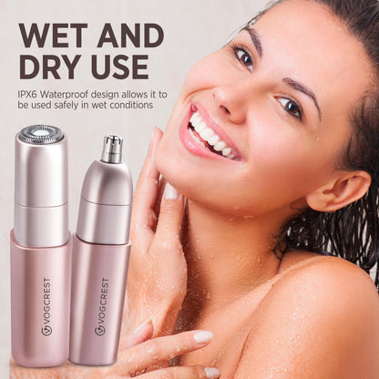 2-in-1 electric shaver for women: painless facial and nose hair trimmer - rechargeable for convenient hair removal on face, nose, ears.
