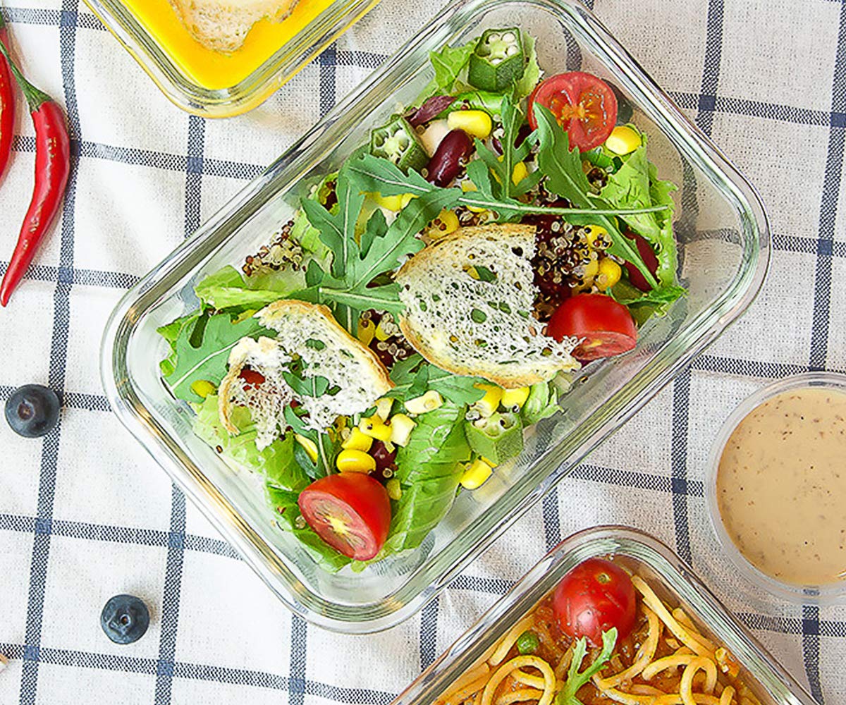MCIRCO 8 Packs 860ml Glass Food Storage Containers Set - Dishwasher, Microwave & Freezer Safe - Leakproof.