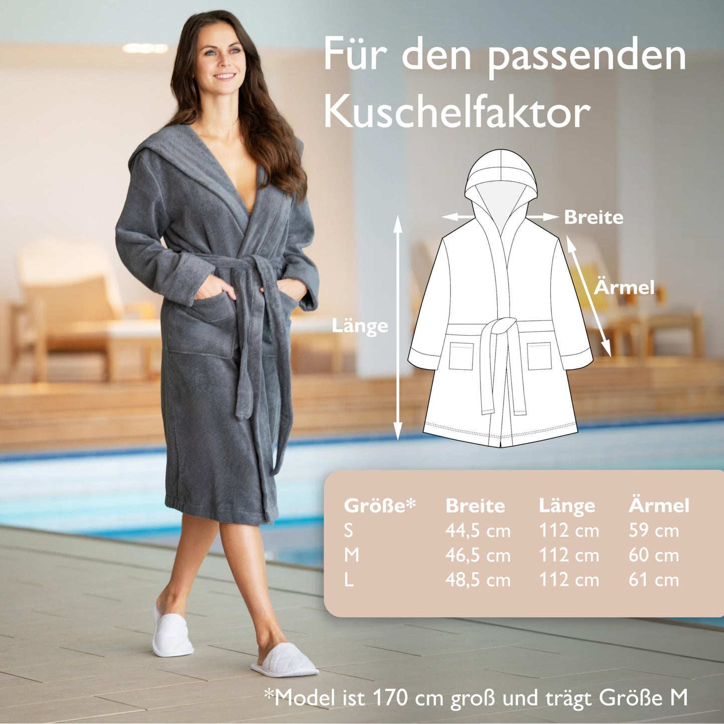 Liebenstein® Premium women's bathrobe made of 100% velvety soft cotton with hood - elegant fit in 3 sizes for the perfect cozy factor - women's fluffy & soft morning robe.