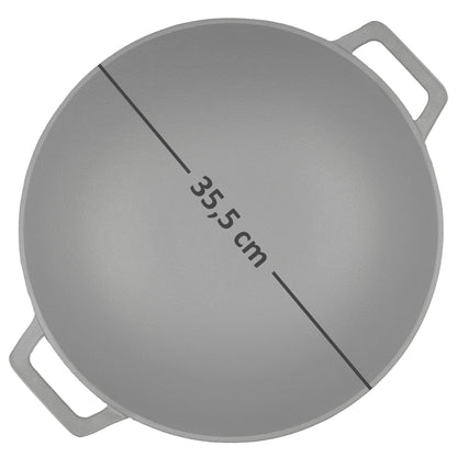BBQ-Toro Cast Iron Wok Pan Ø 35.5 cm | Pre-seasoned | Flat bottom wok | Cast iron pan for gas grill and electric stove | Induction compatible, thermoresistant.