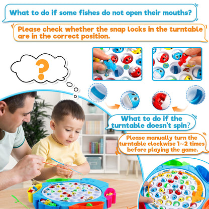 Fishing game Fishing Game Children's games for 3 4 years Board game Toy for 3 years Children's games for 4 years with 8 children's fishing rods 42 fish game for 3 4 5 years Boys Girls, Large size 35.5X33 cm