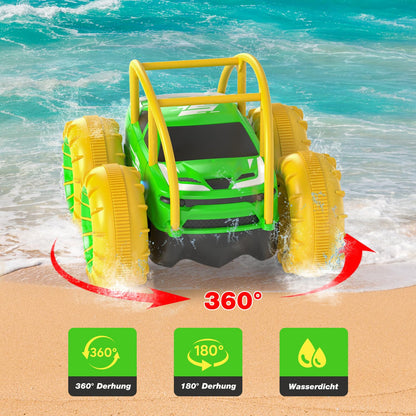 MaxTronic Direct Charge Remote Control Car, Stunt 360° Flips Rotatable Kids 3+, Waterproof RC Monster Truck Offroad Pool Beach Toy, Cool Lights, Gift for Girls Boys