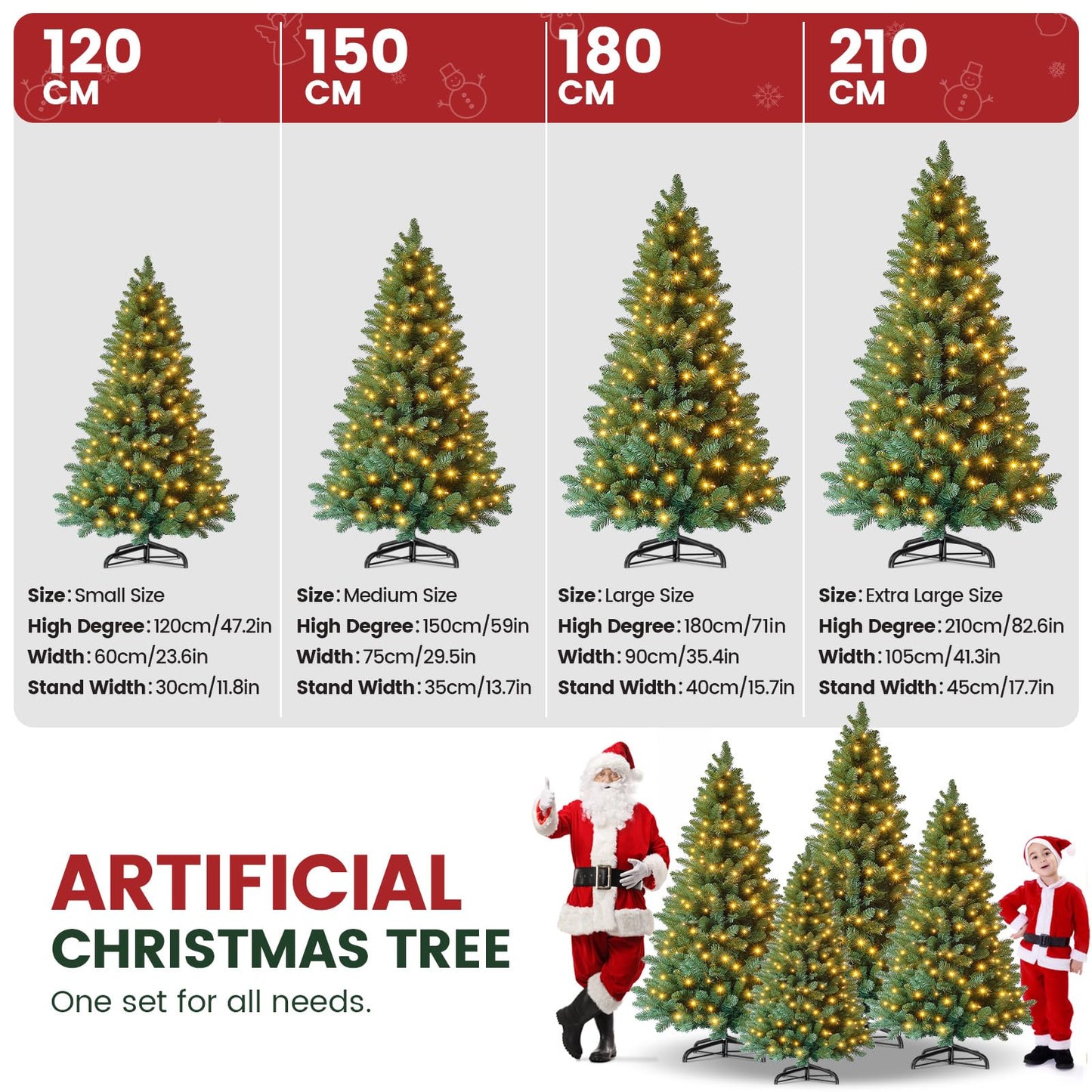 Artificial Christmas tree with LED lighting, 180cm artificial PVC pine tree with metal stand, premium Nordmann fir, flame-retardant automatic Christmas tree, lifelike artificial pine tree