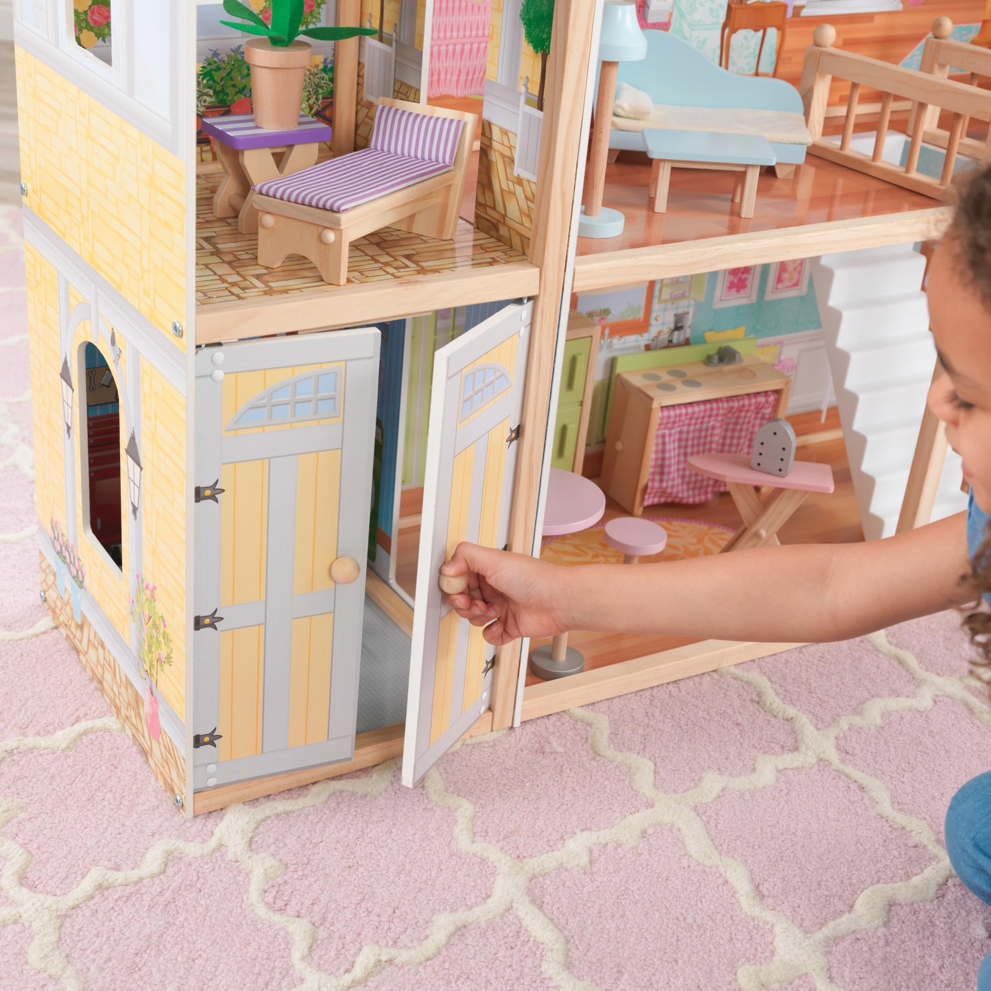KidKraft Majestic Mansion wooden dollhouse with furniture and accessories, includes garage and elevator for 12" dolls, toy for children 3+, 65252 - Exclusive to Amazon