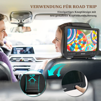 Portable 14.9-inch DVD player for cars, for kids with swivel 12.5-inch HD screen & car headrest mount, DVD/CD player, for Sync-TV projector, USB/SD connection