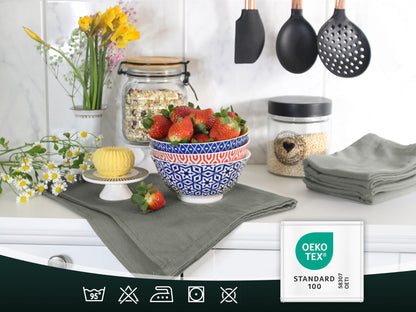 ZOLLNER 5-pack of cotton kitchen towels in 50x70 cm - super absorbent and durable - machine washable up to 60°C - in anthracite color - Gastronomy quality - Oeko Tex® certified