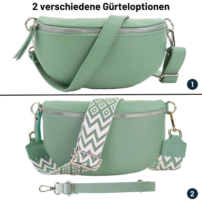 Blade leather fanny pack for women, stylish waist bag with 2 patterned and leather removable & adjustable wide belts, crossbody bag for women, high-quality chest bag for ladies