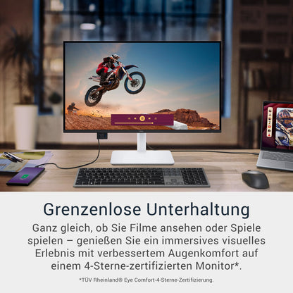 Dell 27 Plus USB-C Monitor - S2725QC, 4K UHD (3840x2160), 120Hz, IPS, 4ms, AMD FreeSync Premium, 99% sRGB, Adjustable Height, Built-in Speakers, 2 USB-C, 2 HDMI, 2 USB, 3-Year Warranty.