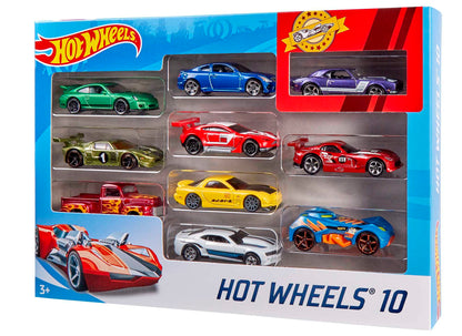 Hot Wheels 1:64 Die-Cast Car Gift Set, 10 toy cars, random selection, toy cars for ages 3 and up, 10 pack, Multicolor, 54886.