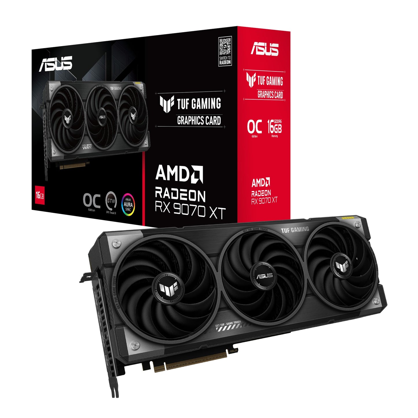ASUS TUF Gaming Radeon RX 9070 XT OC Edition 16GB GDDR6 Graphics Card (AMD Radeon RX9070XT, PCIe 5.0, 1x HDMI 2.1b, 3X DisplayPort 2.1a, 3.125-Slot Design, TUF-RX9070XT-O16G-GAMING)