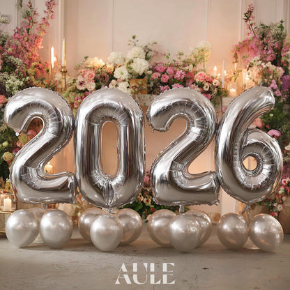 AULE 101.6cm jumbo silver foil mylar number balloons for men and women's 30th birthday party decoration, party supplies for 30th birthday.