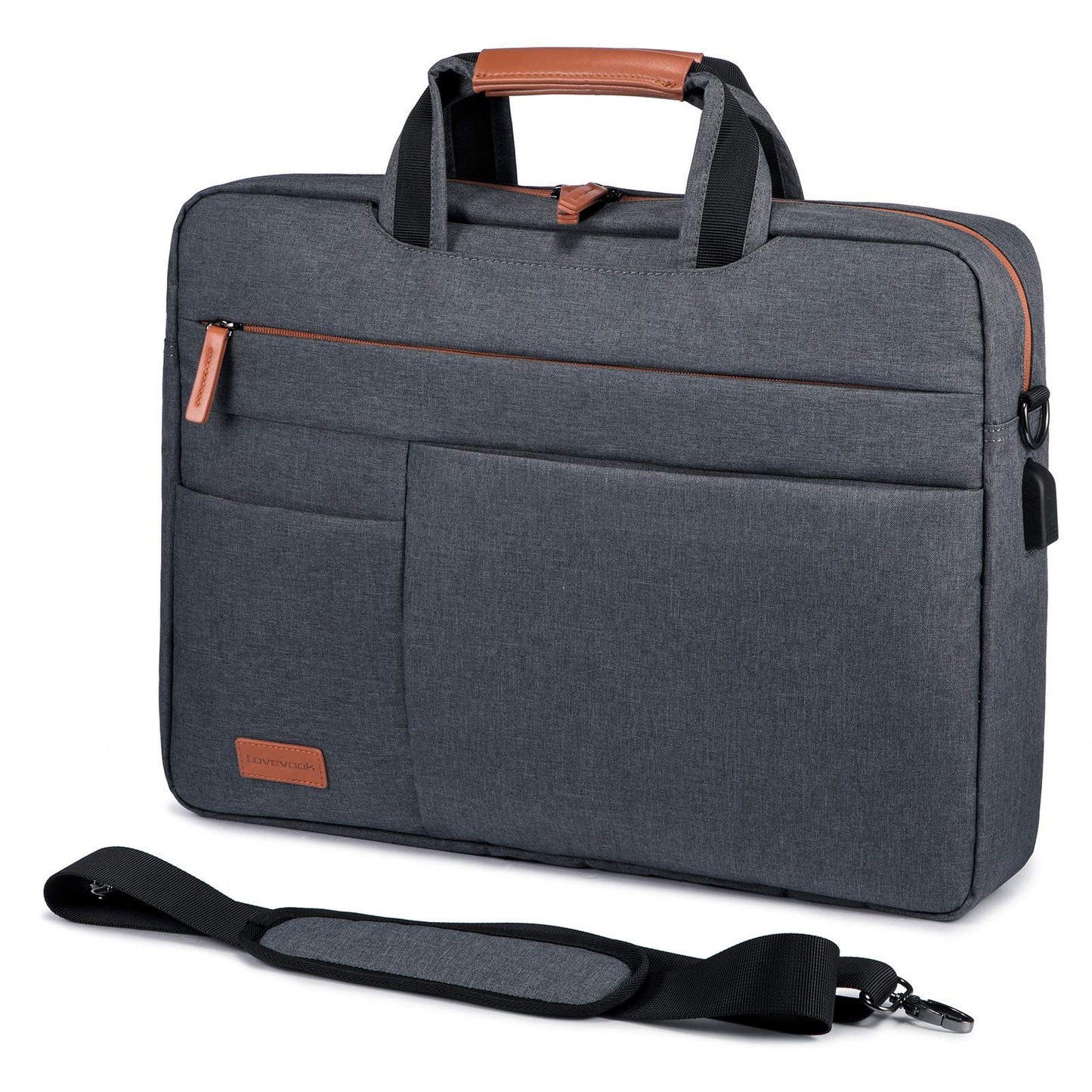 LOVEVOOK laptop bag 17-17.3 inch notebook bag 17-17.3 inch waterproof briefcase men shoulder bag Macbook bag business bags men dark gray
