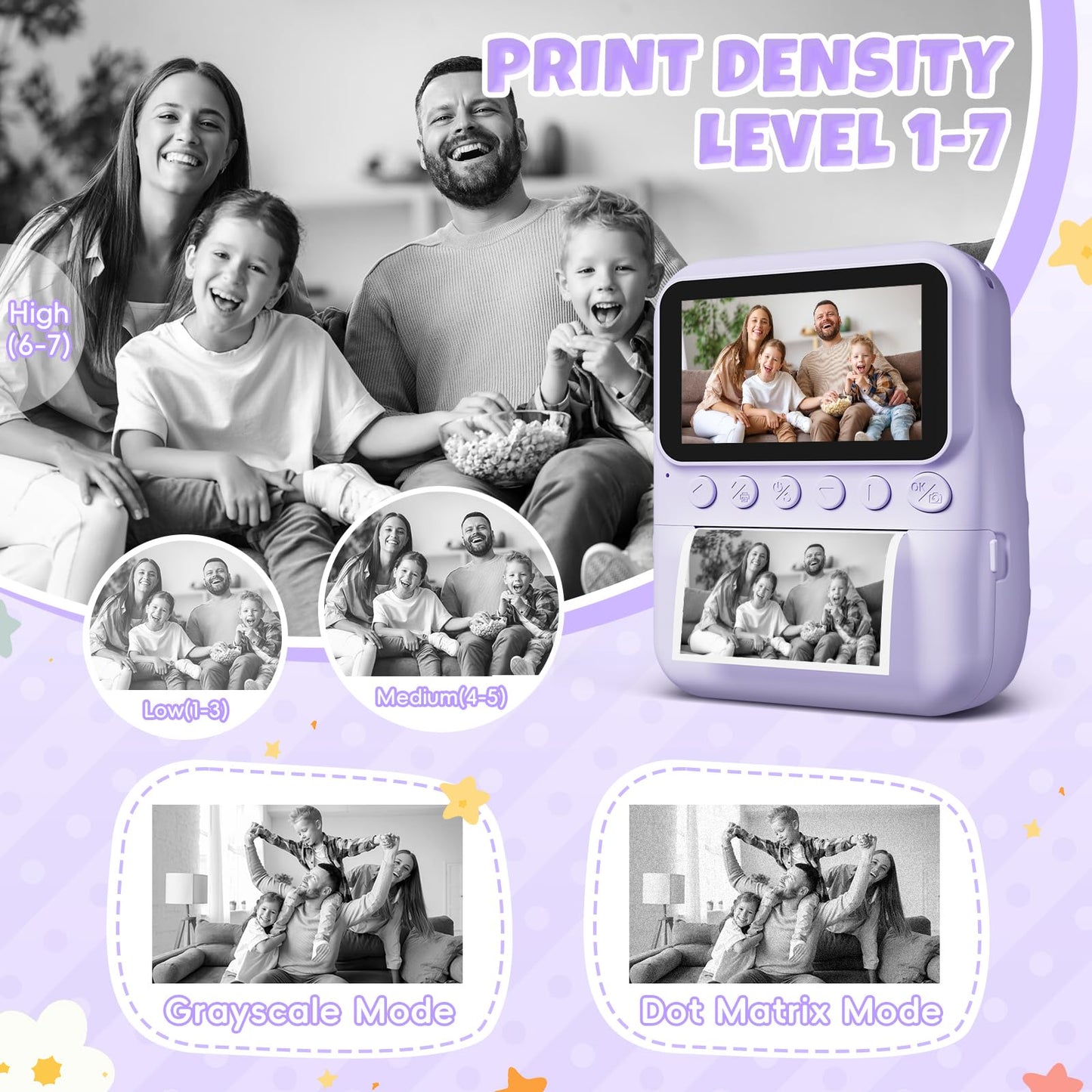 CalineGam instant camera for kids, 3.0 inch screen 48MP kids camera instant camera with 32 GB card, 1080P HD camera kids instant print, gift for 3-12 boys and girls.