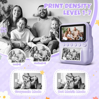 CalineGam instant camera for kids, 3.0 inch screen 48MP kids camera instant camera with 32 GB card, 1080P HD camera kids instant print, gift for 3-12 boys and girls.
