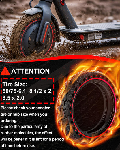 BABEJIA 2PCS Scooter Tires 50/75-6.1 Tubeless, Upgrade your ride with Off-Road Tires 8 1/2 x 2, Solid Tire 8.5'' Compatible with Xiaomi M365/Pro 2, Gotrax GXL V2/XR/APEX.