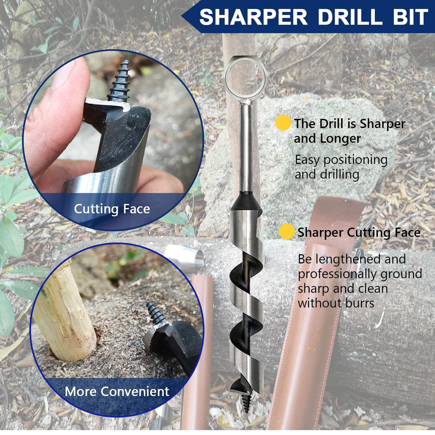 Hand drill Bushcraft Manual screwdriver, Hand drill Outdoor Auger Bushcraft with Holster & Blow Fire Tube, Wood drill Scotch Eye for outdoor/camping/bushcraft settlers.
