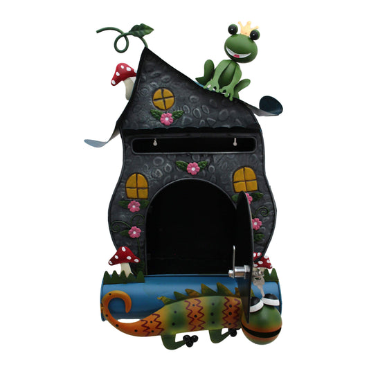 Mailbox Postbox Metal painted, Wall-mounted mailbox with newspaper holder A4, (storybook house)