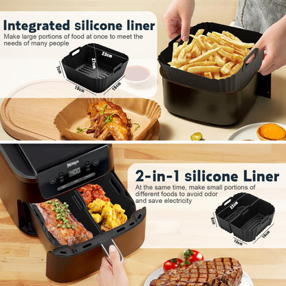 Hot Air Fryer Accessories 19-23cm, Square Airfryer Accessories for Ninja, Philips, COSORI, Russell Hobbs, Tefal, Cecotec 4.5L-8L, With Grill Rack Silicone Mold Airfryer Parchment Paper