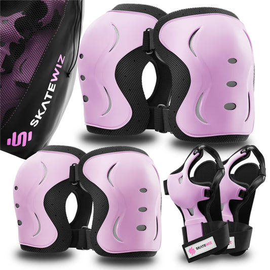 SKATEWIZ Kids Knee Pads - Kids Protectors - Knee Pad Guards - Knee and Elbow Guards - Protective Set - Impact Size S Pk Black