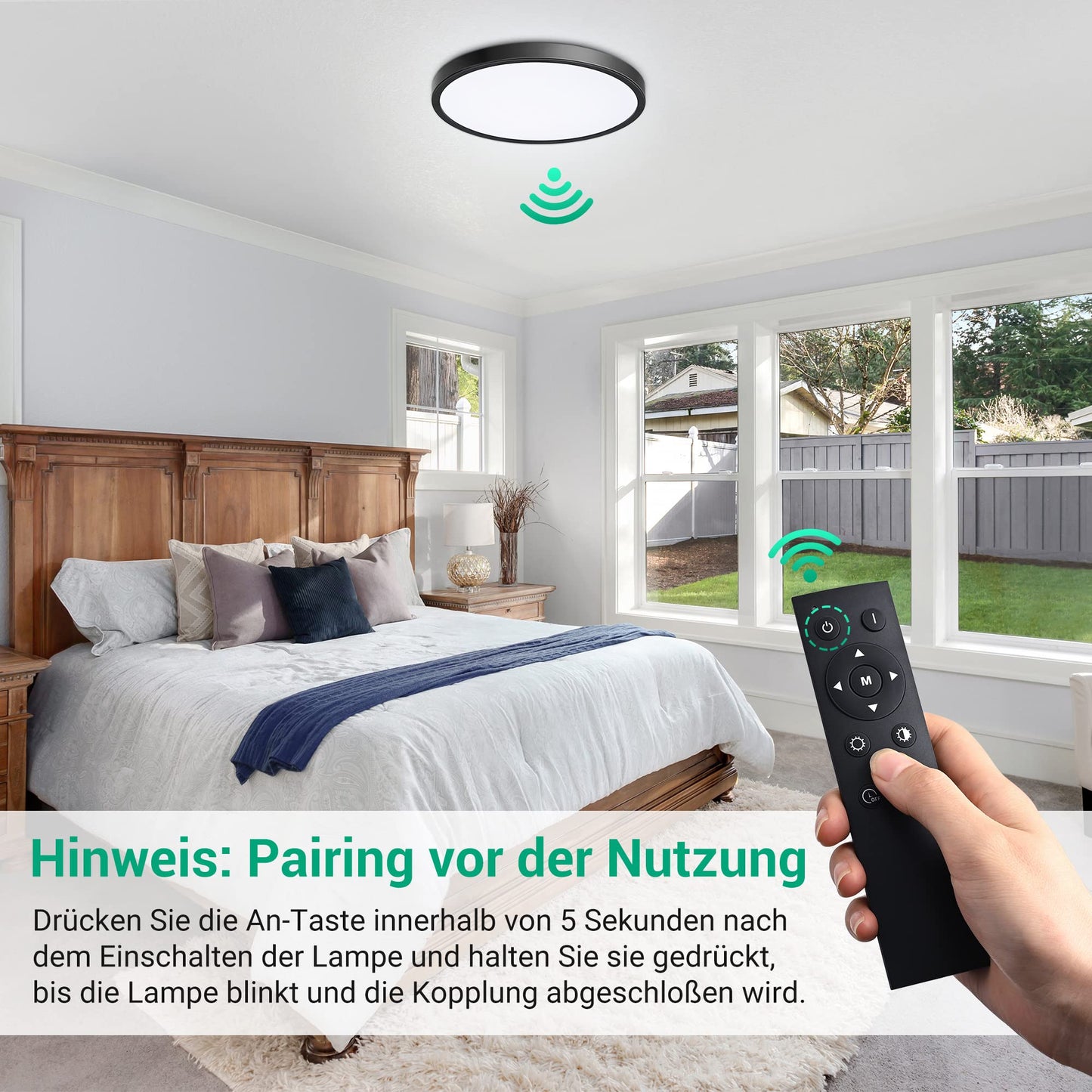 EDISHINE LED Ceiling Light Dimmable 28W, 2520lm Black Flush Mount Ceiling Lamp with Remote Control, 3000K/4000K/6000K, Modern Simple Thin Kitchen Light for Bathroom/Bedroom/Basement/Balcony Ø30cm