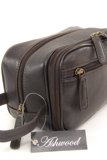 ASHWOOD - Leather - Laundry Bag/Shaving Bag Chelsea - Brown