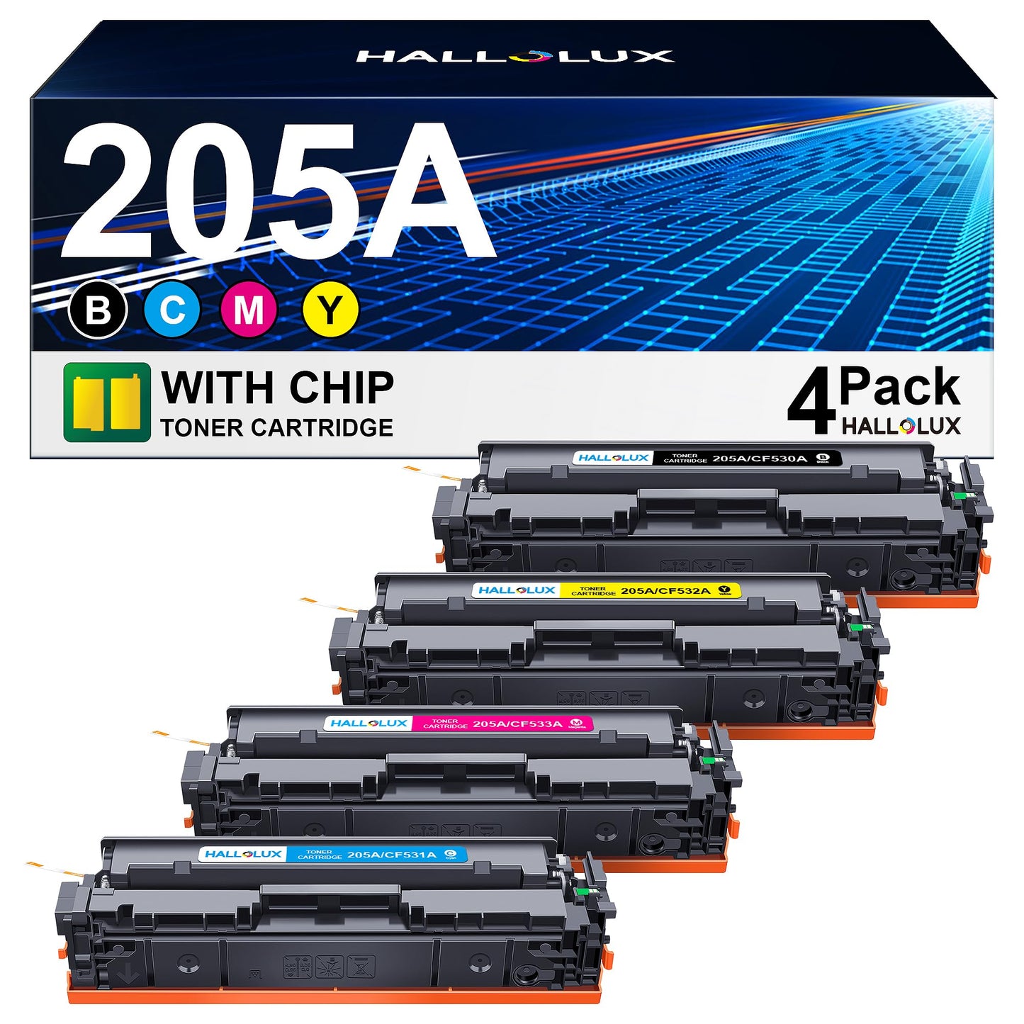 HP 205A Toner - Compatible for HP MFP M181fw, Color Laserjet Pro MFP M180n (Black, Cyan, Yellow, Magenta, 4-pack)