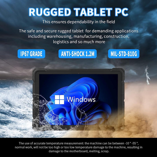 HEIGAOLAPC Outdoor Tablet Win 11, 10.1 inch Rugged Tablet PC with 16000mAh battery, 8GB RAM, 128GB ROM (Expandable), FHD+, IP68 Waterproof, SIM 4G LTE, WiFi, GPS, USB3.0, HDMI, OTG