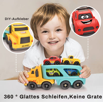 Doahurry 5-In-1 Car Carrier Toy, Cartoon Car Toy for 2-Year-Olds, With Light and Music Kid's Toy for 2-Year-Olds, Cars for 2-Year-Olds, Tractor Toy for 2-Year-Old Boys Girls Gift