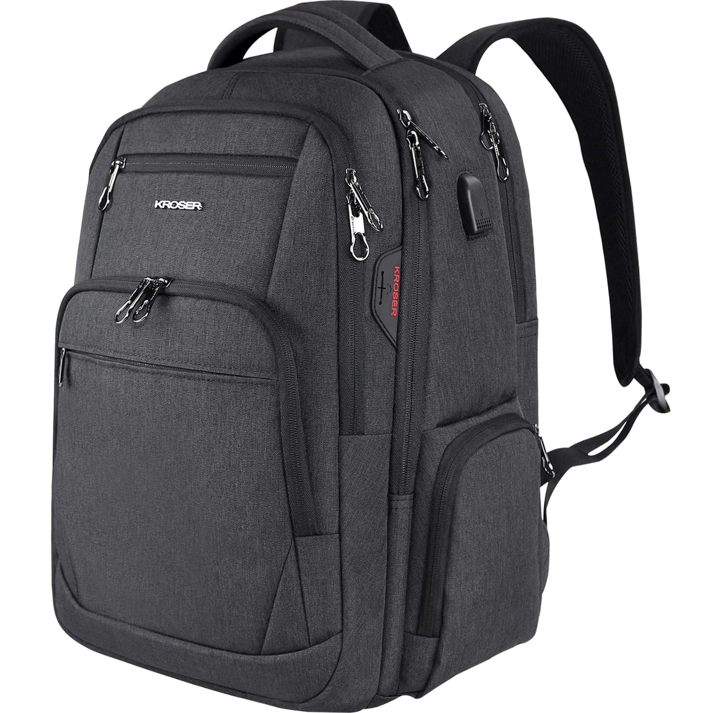 KROSER Laptop Backpack Men 17.3'' Business Backpack School Backpack Large Waterproof Bags Travel Backpack Daypack for College/Men/Women Black MEHRWEG
