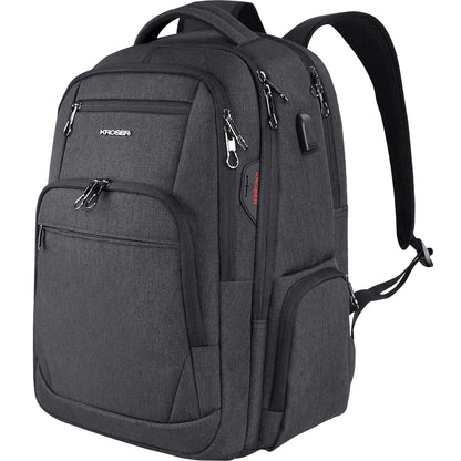 KROSER Laptop Backpack Men 17.3'' Business Backpack School Backpack Large Waterproof Bags Travel Backpack Daypack for College/Men/Women Black MEHRWEG