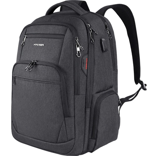 KROSER Laptop Backpack Men 17.3'' Business Backpack School Backpack Large Waterproof Bags Travel Backpack Daypack for College/Men/Women Black MEHRWEG