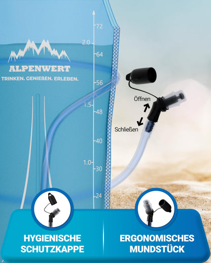 Alpenwert® Hydration Bladder with Hose [2L/3L Water Reservoir BPA FREE] Ultralight Hydration System for Backpack ideal for Outdoor, Running, Trailrunning (3 Liter)