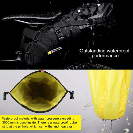 Rhinowalk bike saddle bag waterproof 10/13L bike bag seat bag storage bag for outdoor bikes mountain bikes road bikes